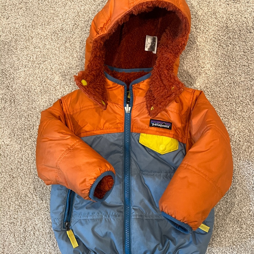 Patagonia Kids Puffer Jacket - Orange and Blue